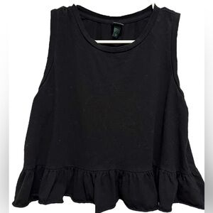 Wild Fable Black Ruffled Boxy Crop Tank Top GUC. SZ S